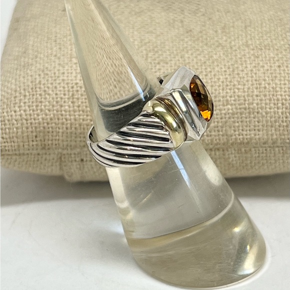 David Yurman Citrine Albion Ring .925/14K - Picture 3 of 9
